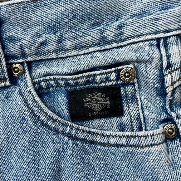 Harley-Davidson Boot Cut Jeans with Custom American Flag Pocket - One of a Kind - Picture 6 of 10